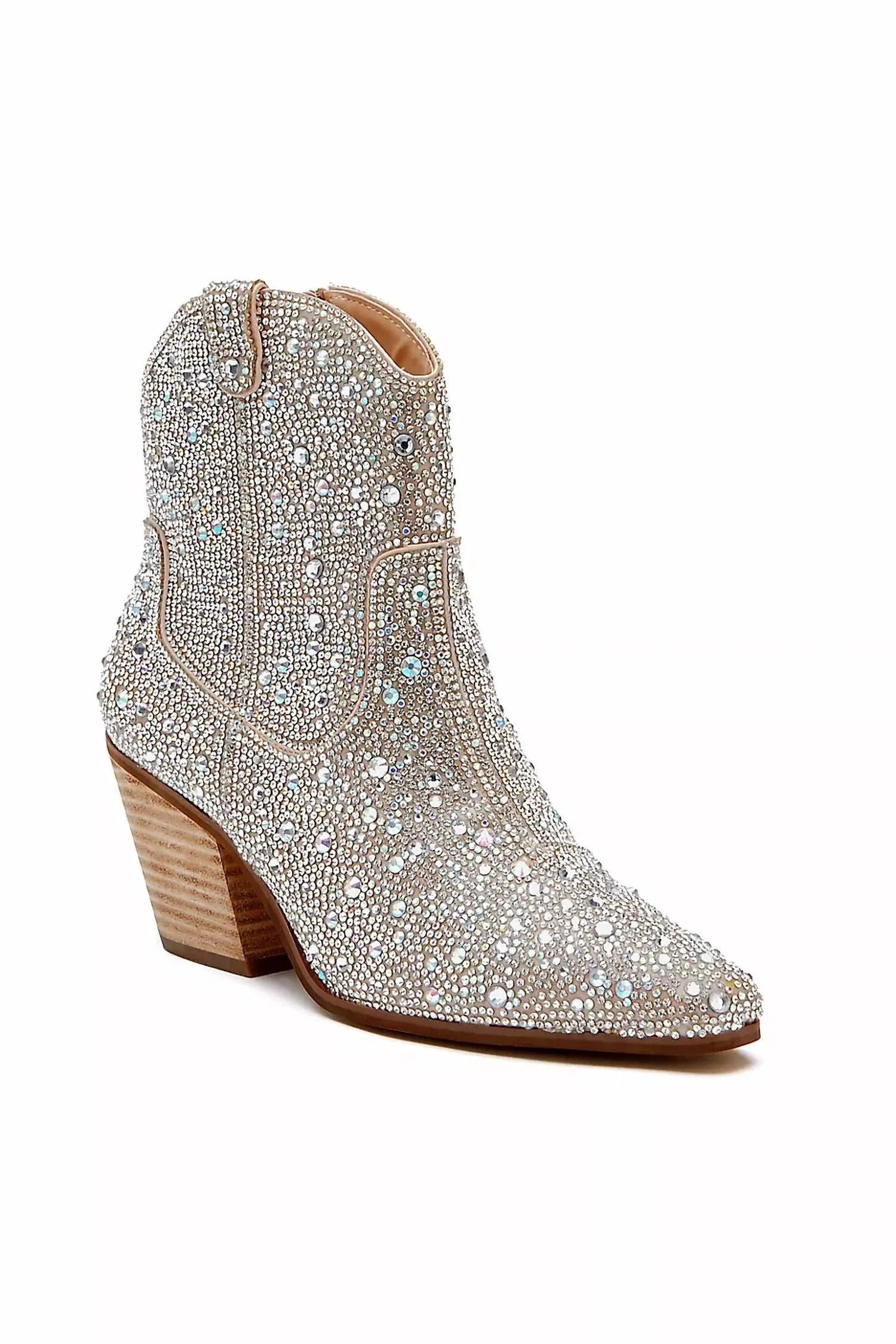 Secure Strap Women's Harlow Rhinestone Ankle Boot In Clear