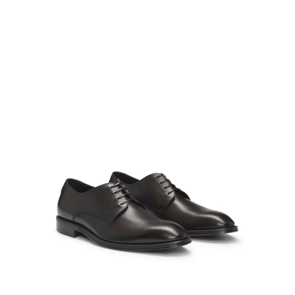 Italian leather Derby shoes with stitching details Mark Style