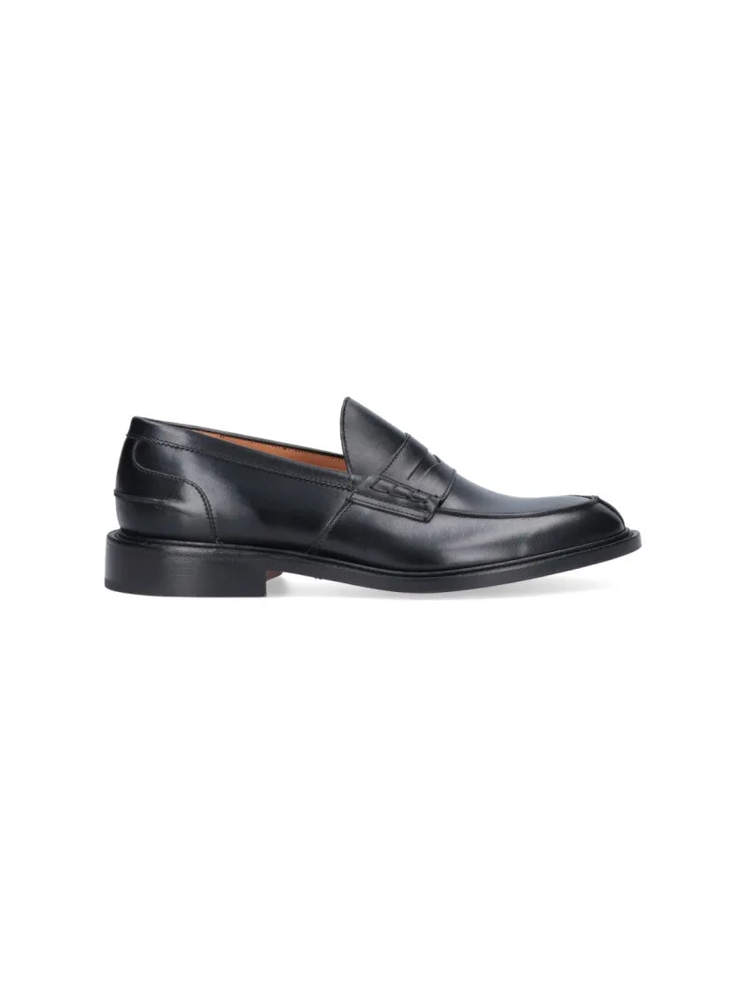James Black Leather Loafers Flexible Design Machine washable