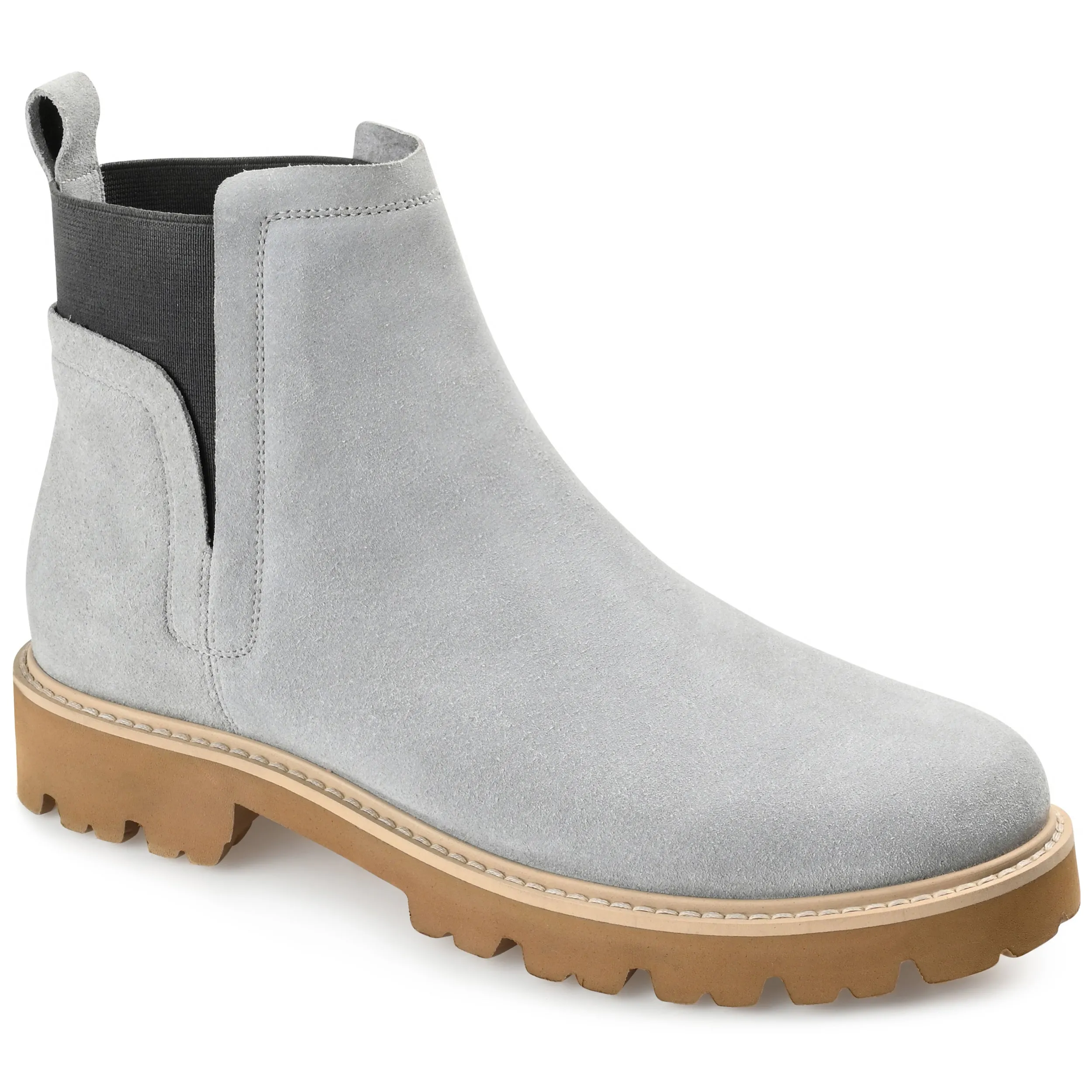 Journee Signature Womens Genuine Leather Bristol Round Toe Block Heel Chelsea Booties Trail Mode Outdoor Style