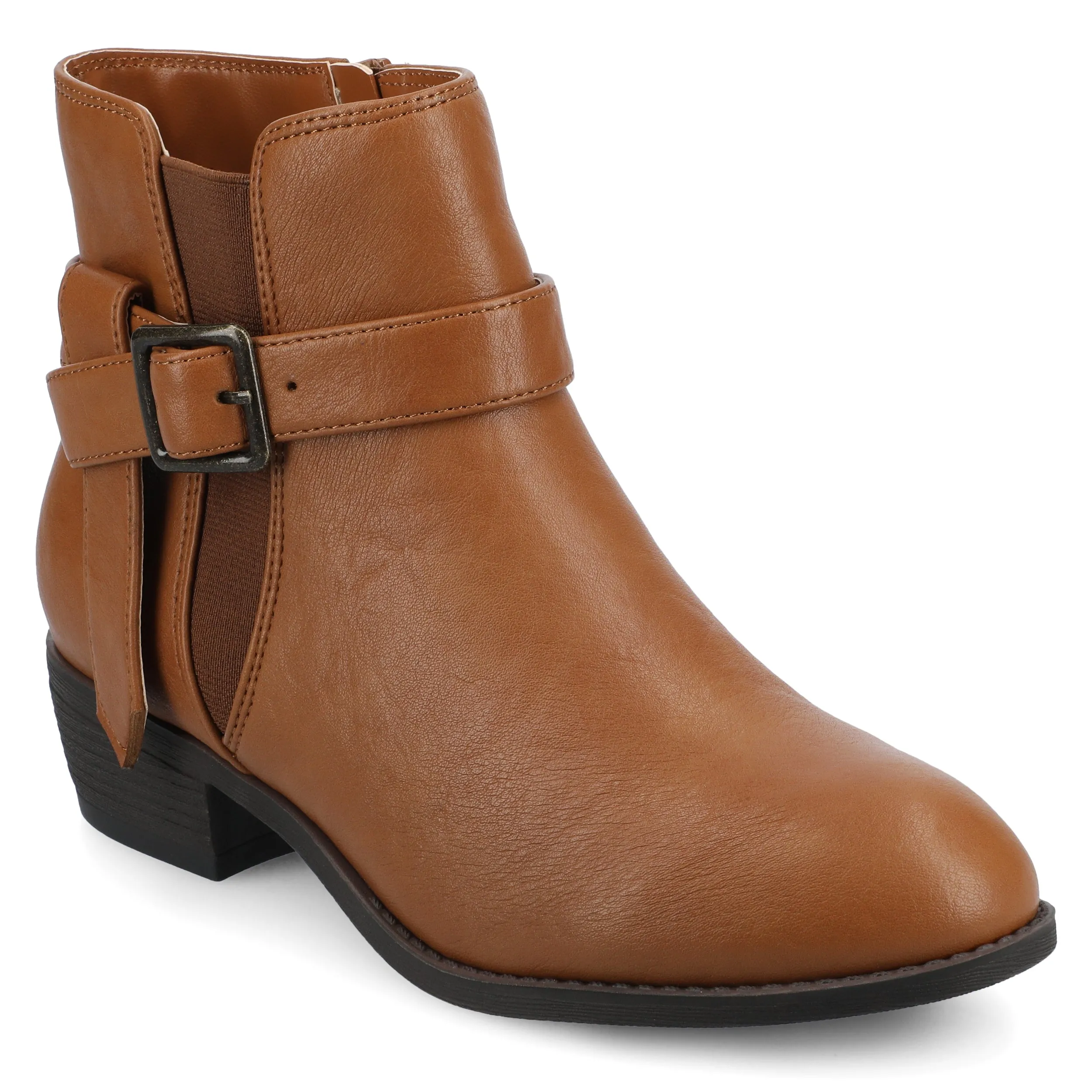 Tear Resistant Upper Journee Womens Devina Medium and Wide Width Buckle Detail Ankle Booties