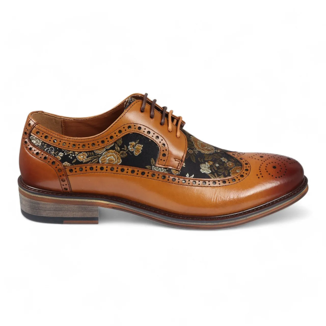Neutral Accent Balance Wear Justin Reess Men's Leather Floral Brogue Shoes - Ross