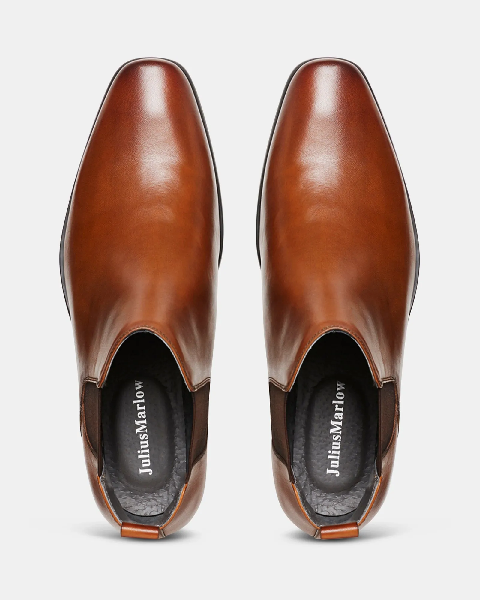 Kick Cognac Simple Footwear Stacked Leather Heel