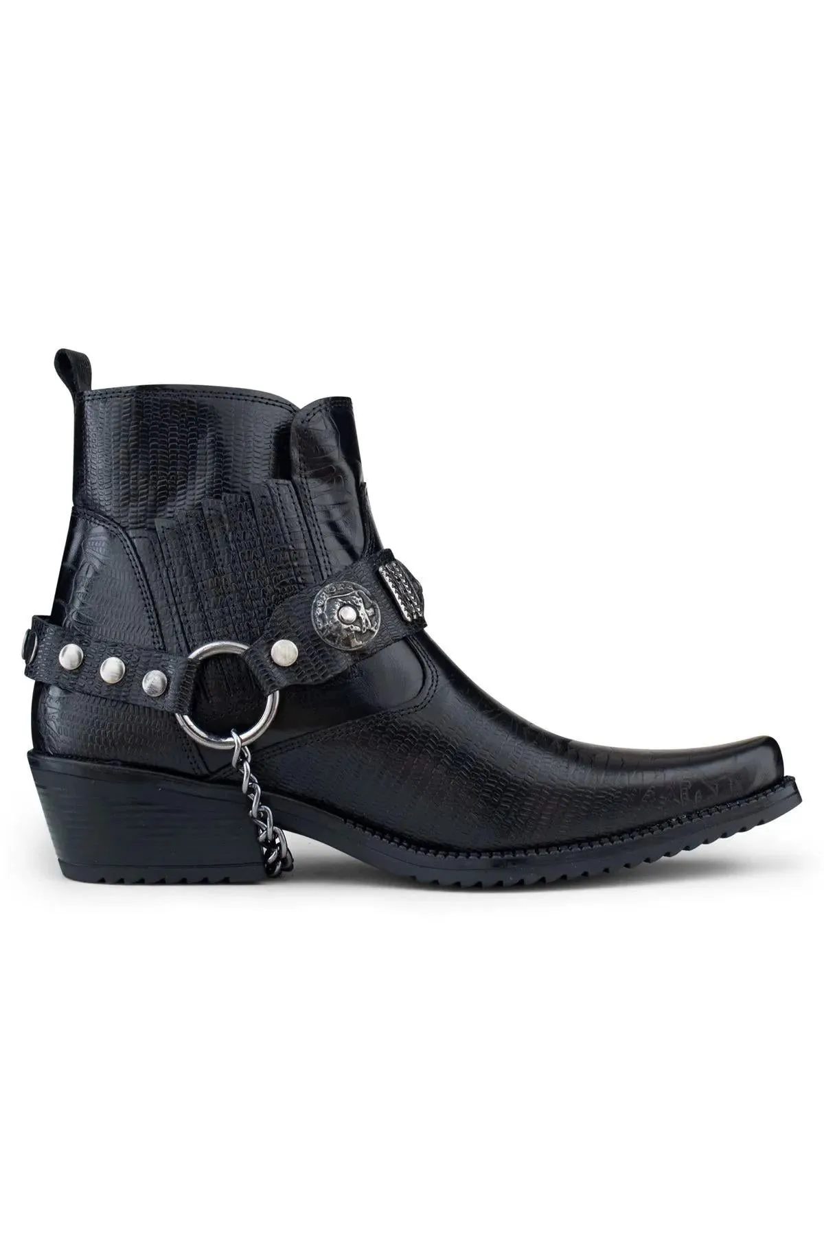Men's Black Leather Winklepicker Western Gothic Boots Travel Easy Parent
