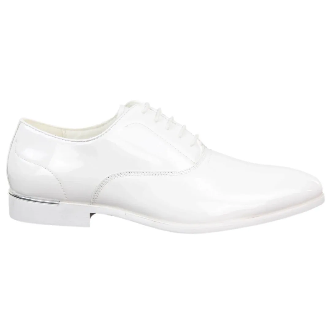 Flat Surface Laced Patent Faux Leather Smart Shoes