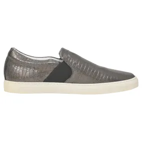 Lanvin Slip-On Sneakers in Metallic Grey Embossed Leather Instant Walk On Closure Easy Slip On