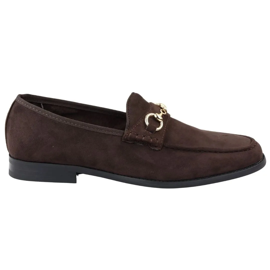 True Wear Rich Tone Leather Lined Slip On Suede Loafer Shoes