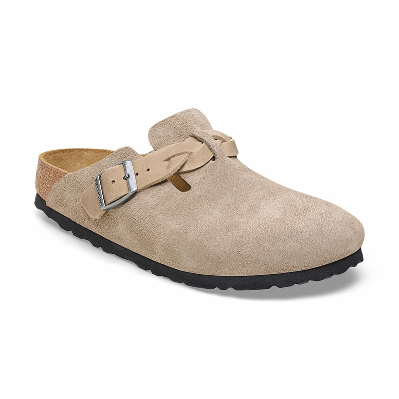 Women's Boston Braid Narrow Taupe Suede Universal Style