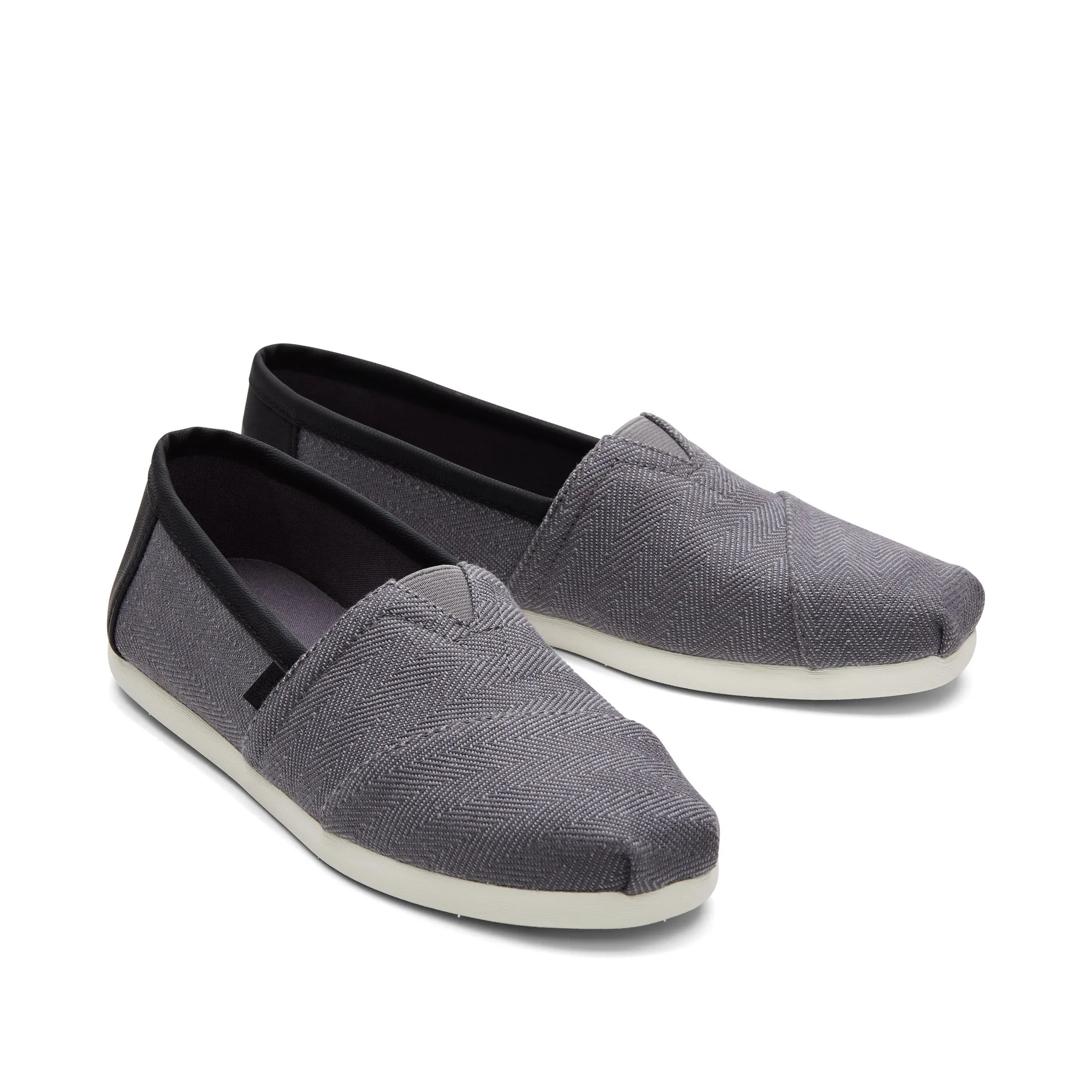 Alpargata Grey Herringbone Synthetic Trim Quick Fit Slip Street Ease