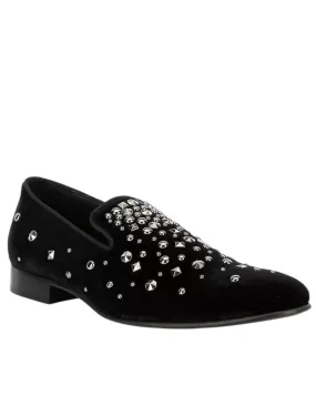 Men's Spencer Velvet Rhinestone Shoe In Black Urban Style