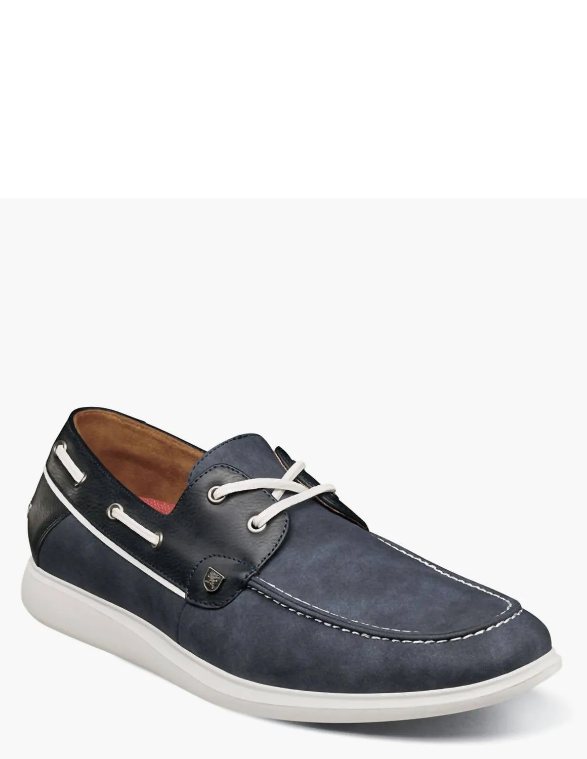 Fit Ease Travel Walk Men's Reid Moc Toe Boat Shoe In Navy