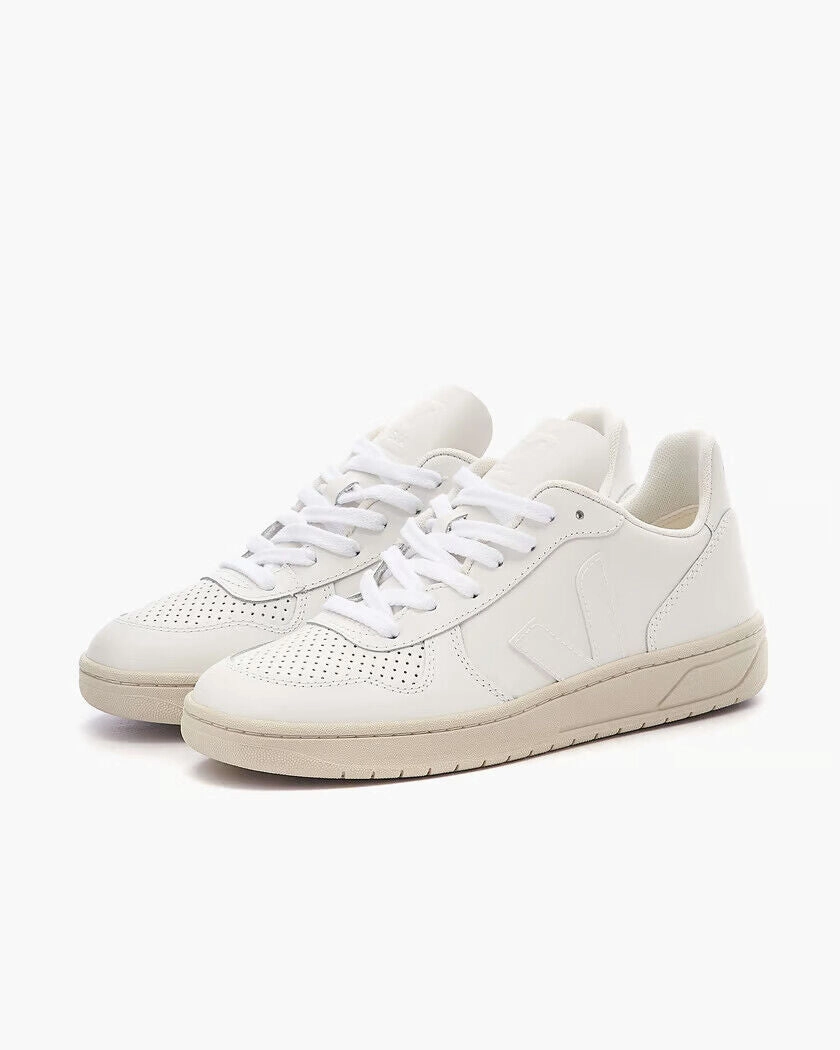 Seam Free Upper Veja V-10 VX0201270A Sneakers Women's White Leather Low Top Comfort Casual Shoes