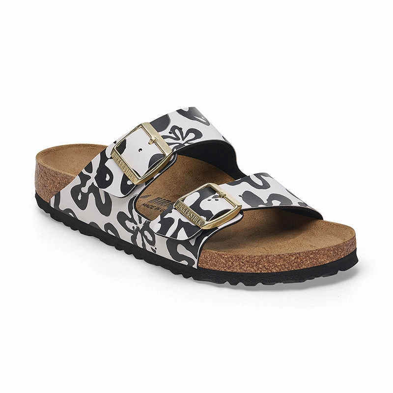 Heat Day No Fuss Fit Women's Arizona Narrow Blooms White/Black Birko-Flor