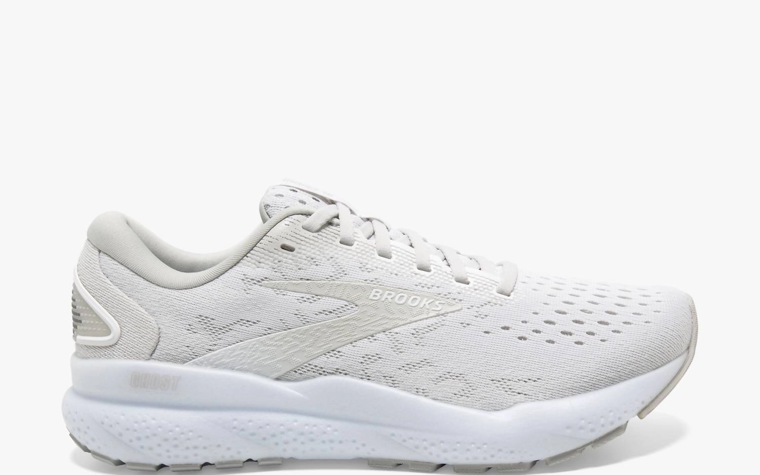 Slip Resistant Pattern Women's Ghost 16 Running Shoes In White/white/grey