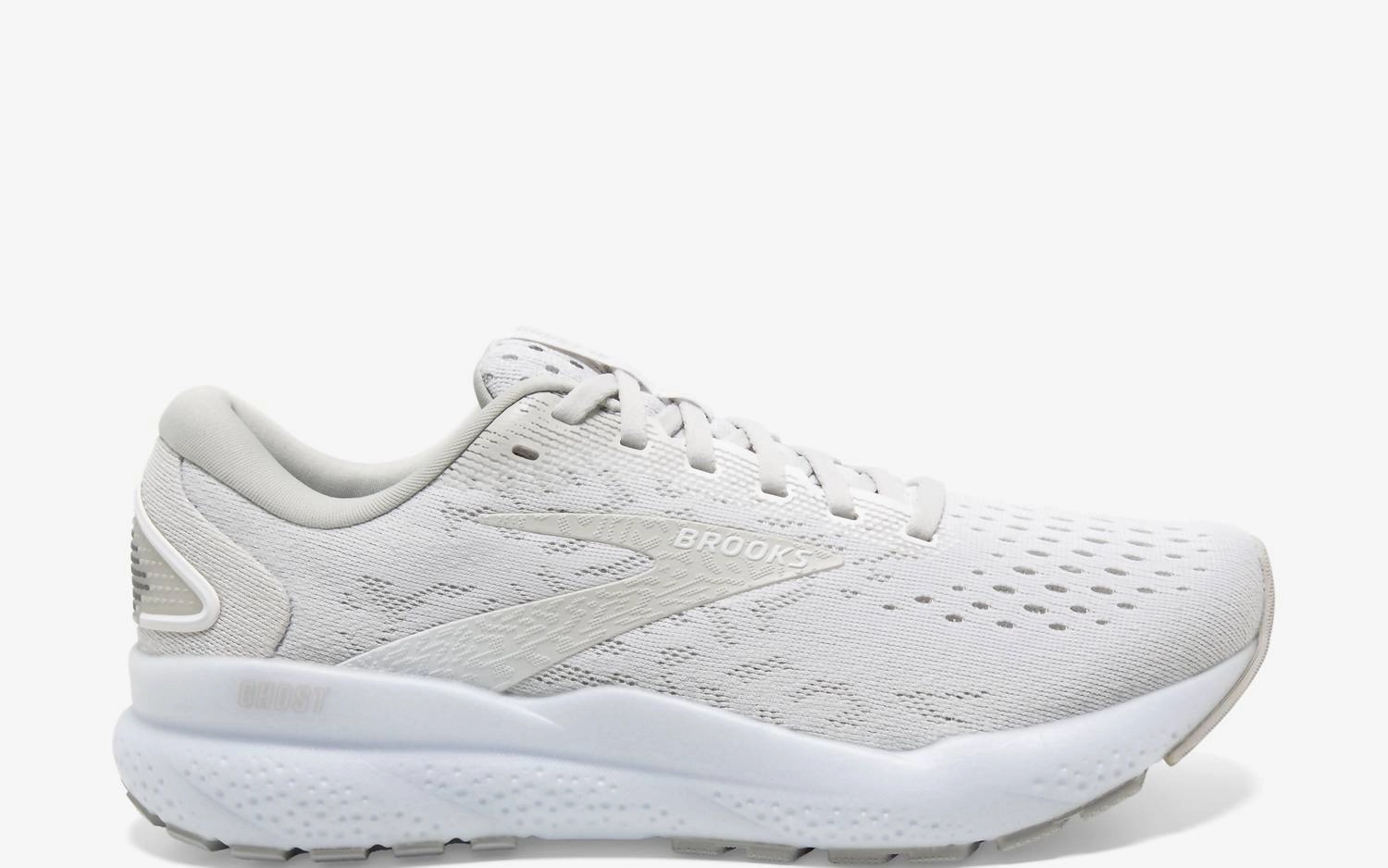 Gel Infused Padding Women's Ghost 16 Running Shoes In White/white/grey