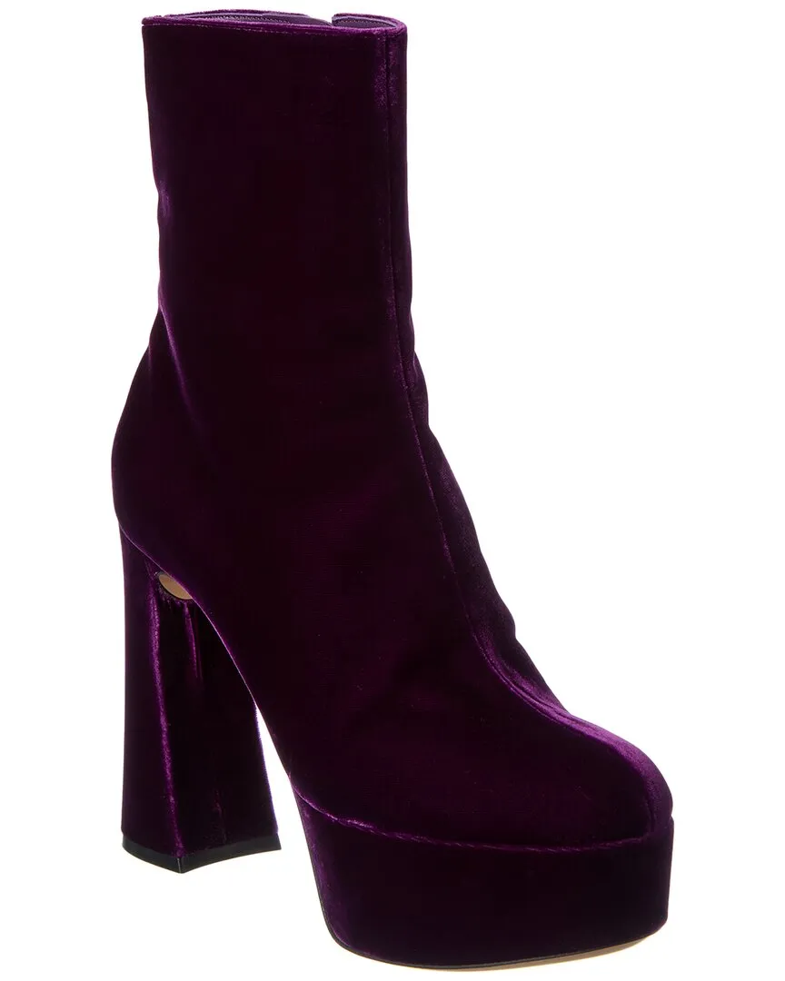 Pure White Gianvito Rossi Holly 70 Velvet Platform Bootie