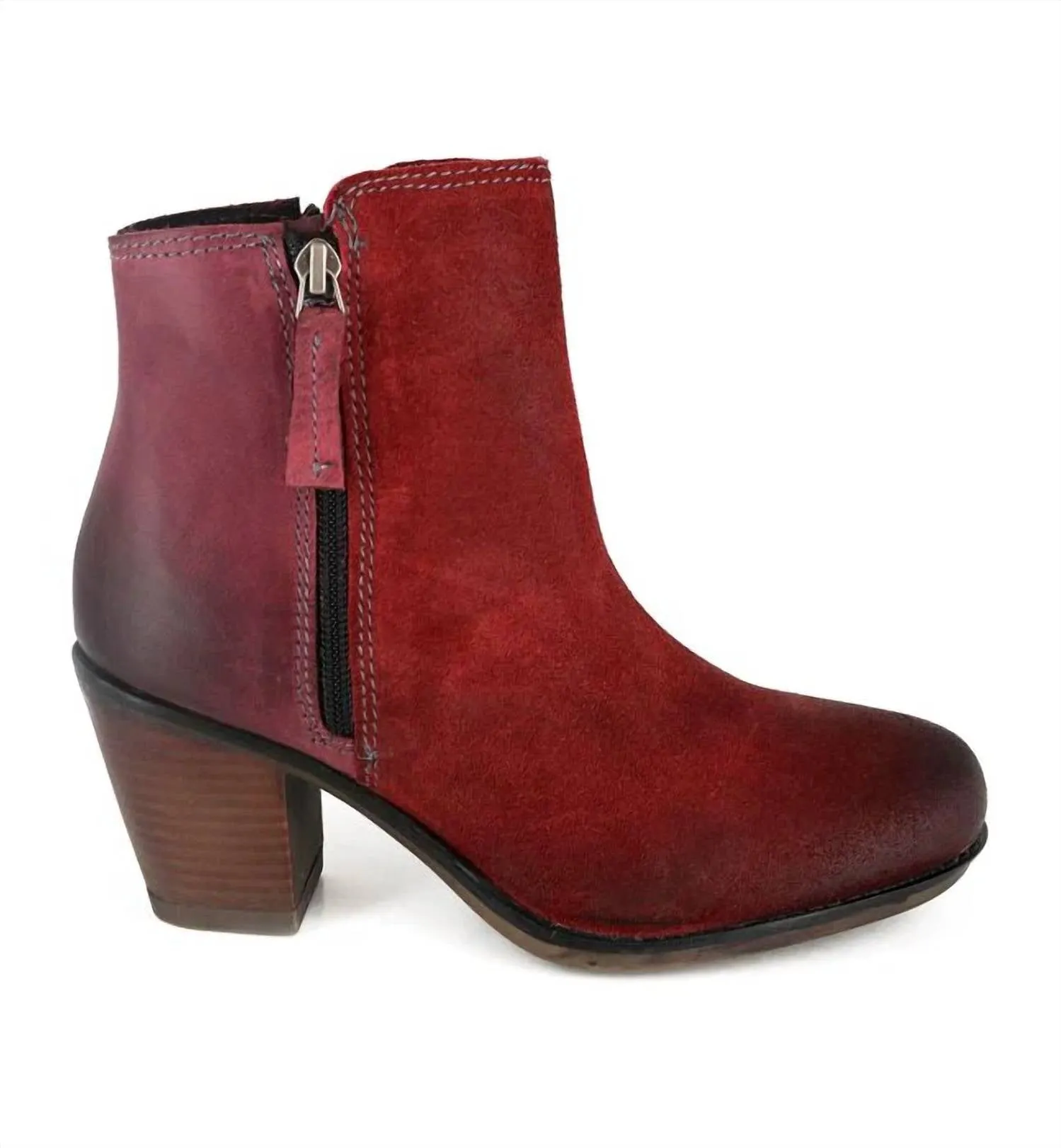 High   Quality Leather Anti Slip Sole Lina Bootie In Burgundy