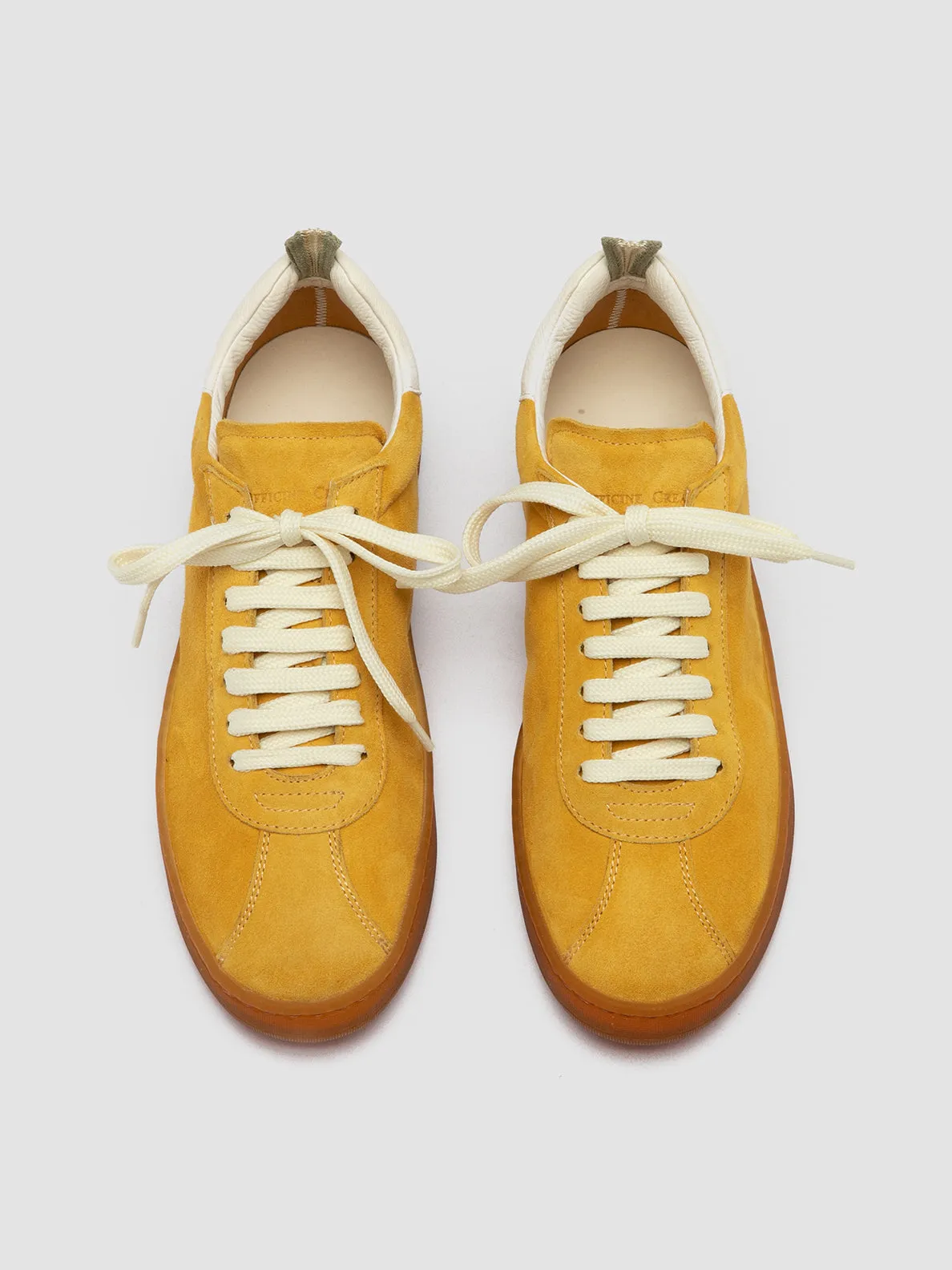 DESTINY 101 - Yellow Leather and Suede Low Top Sneakers Comfort toe Torsion control