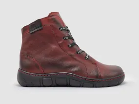 Women's Original Zip-Up Leather Boots In Red Utility Style Cushioned Step Cold Climate