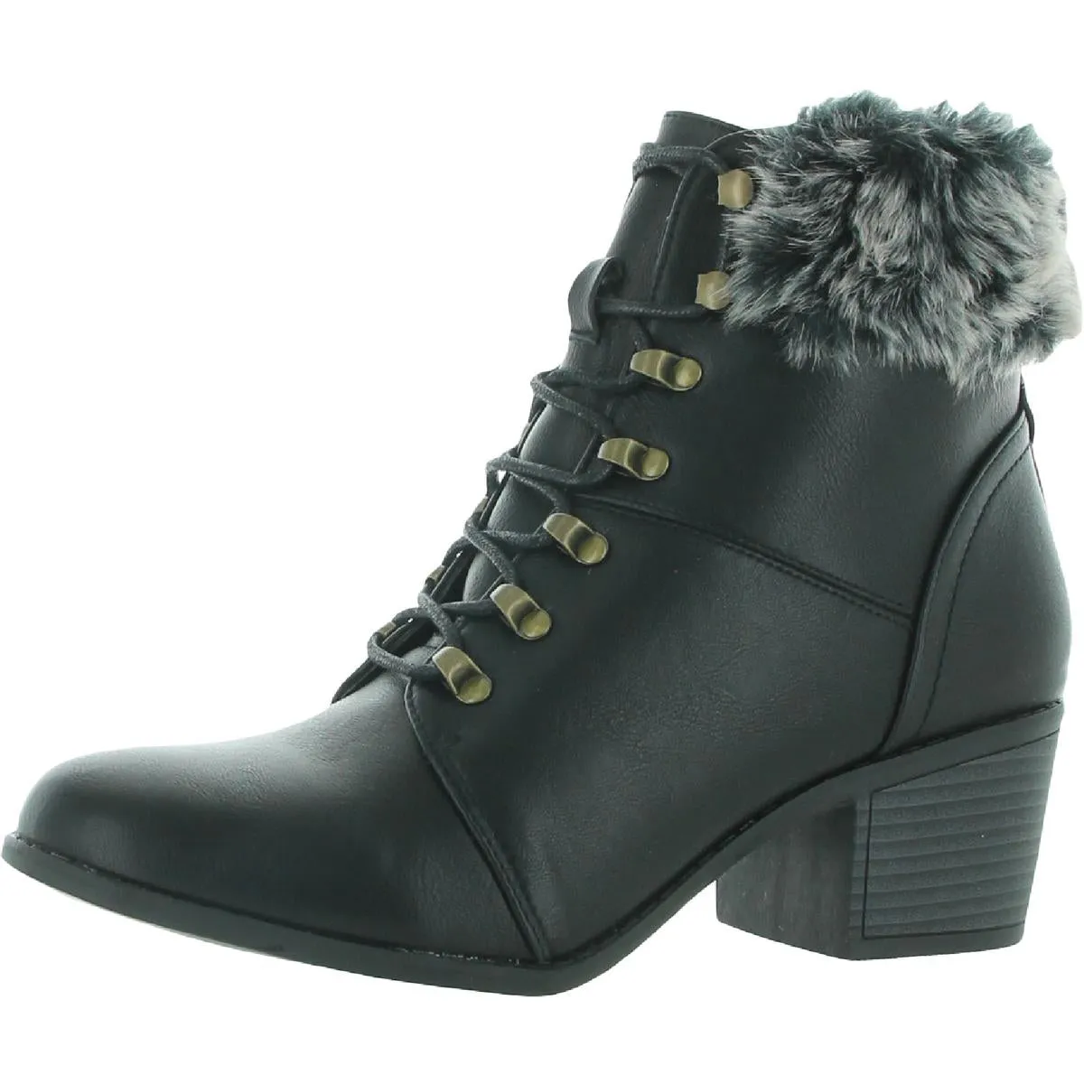 Flexible Movement Migos Womens Faux Leather Faux Fur Ankle Boots