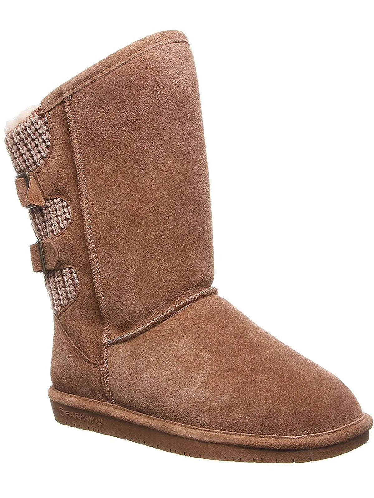 Traction Sole Boshie Womens Suede Faux Fur Lined Winter & Snow Boots