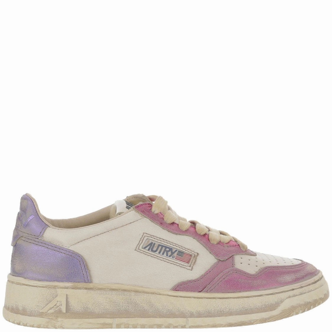 Speedboard Technology Low-Top Leather Sneakers With Vintage Effect