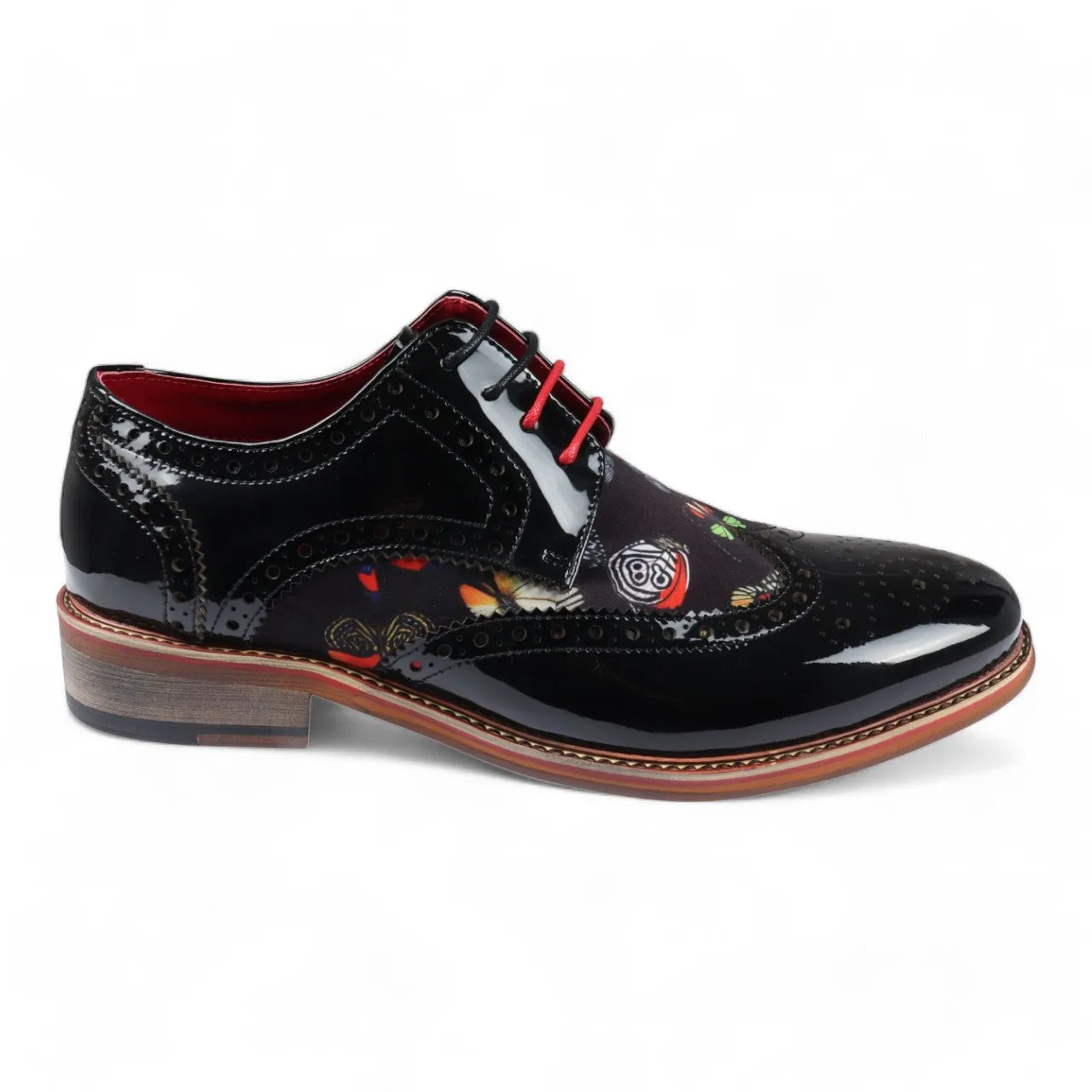 Justin Reess Men's Butterfly Print Patent Leather Shoes - Julius Weekday Ready Seasonal Wardrobe