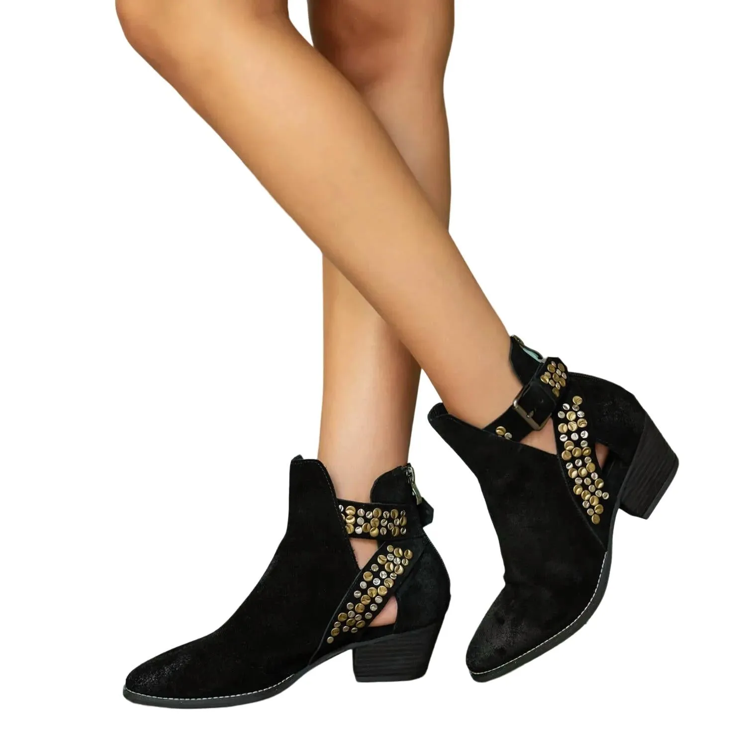 Shock-absorbing Synthetic Upper M33 Meli Suede Ankle Booties In Black
