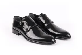 Macdona Patent Leather Double Monk Shoes Comfort Fit Business Travel