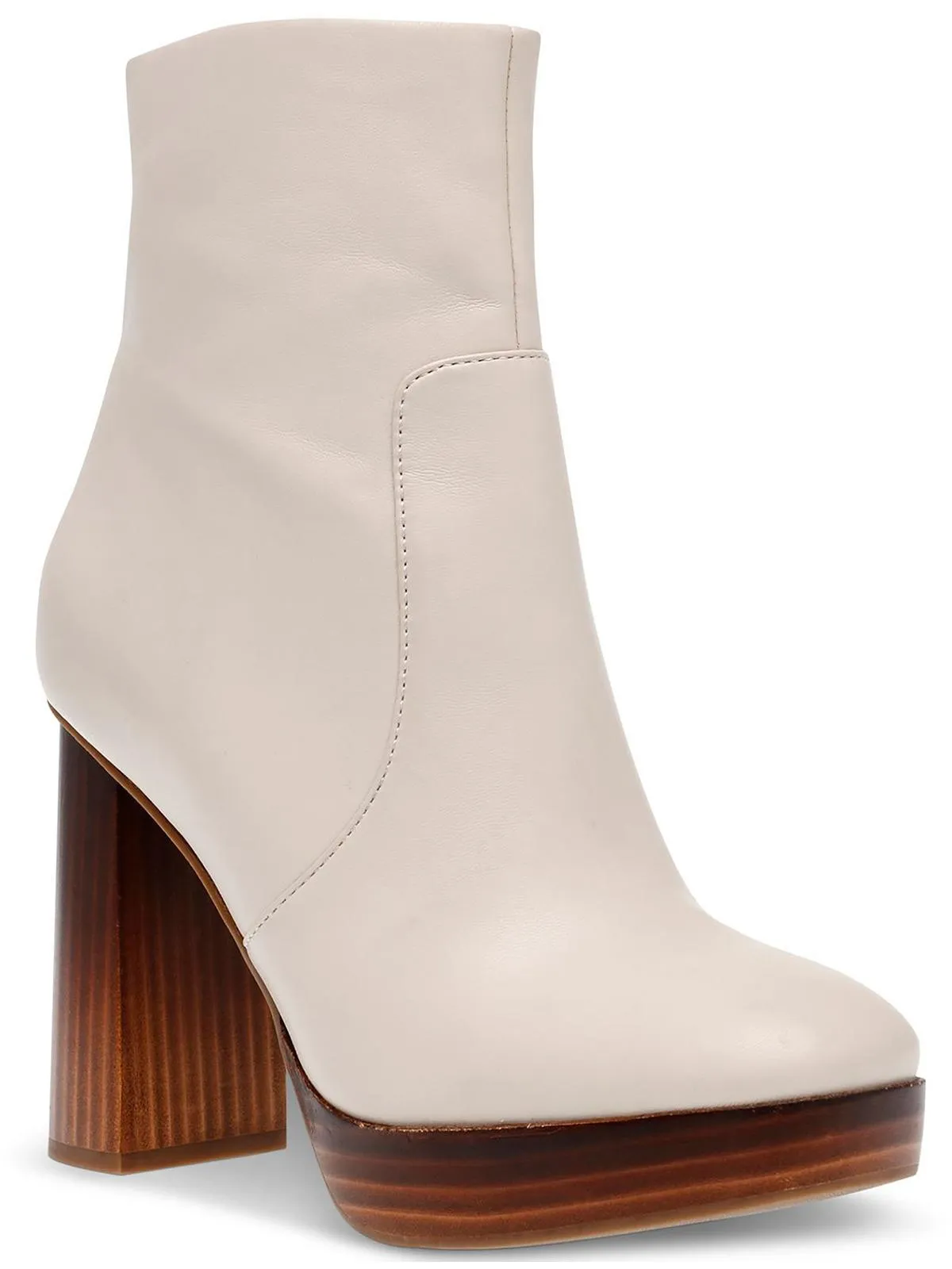 Marigold Womens Faux Leather Stacked Heel Ankle Boots Flexible Midsole Construction Low Maintenance