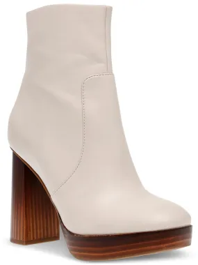 High Traction Rough Terrain Marigold Womens Faux Leather Stacked Heel Ankle Boots