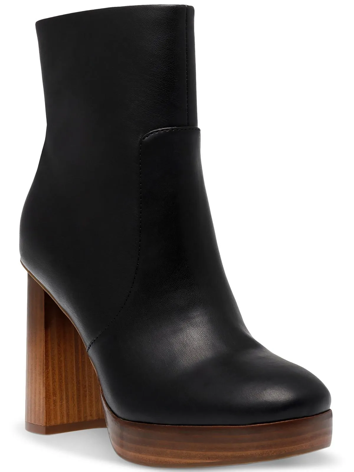 Shock Absorbing Rainy Day Commuter Marigold Womens Faux Leather Stacked Heel Ankle Boots
