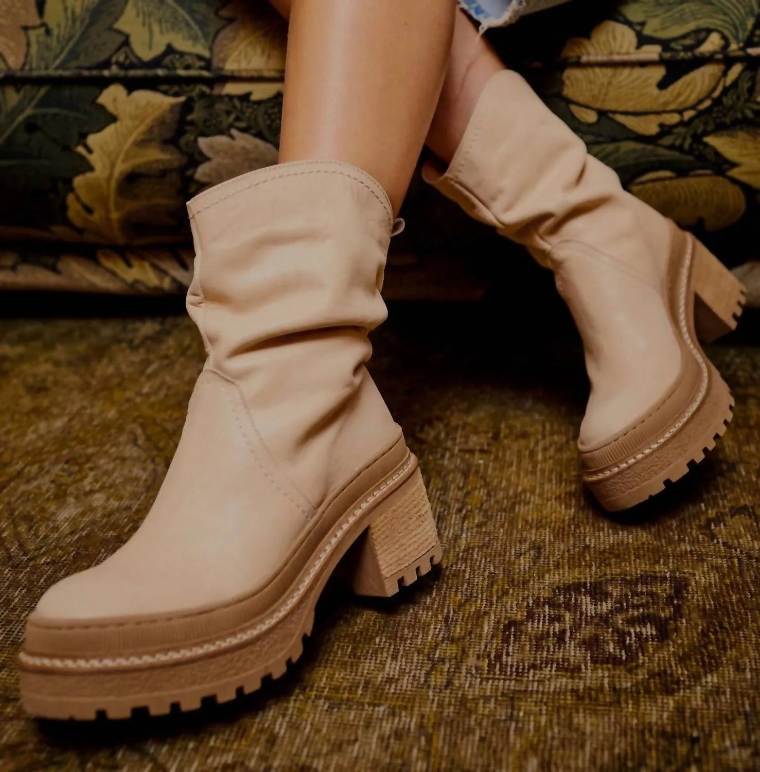 Mel Slouch Boot In Bone Leather City Utility Trail Support