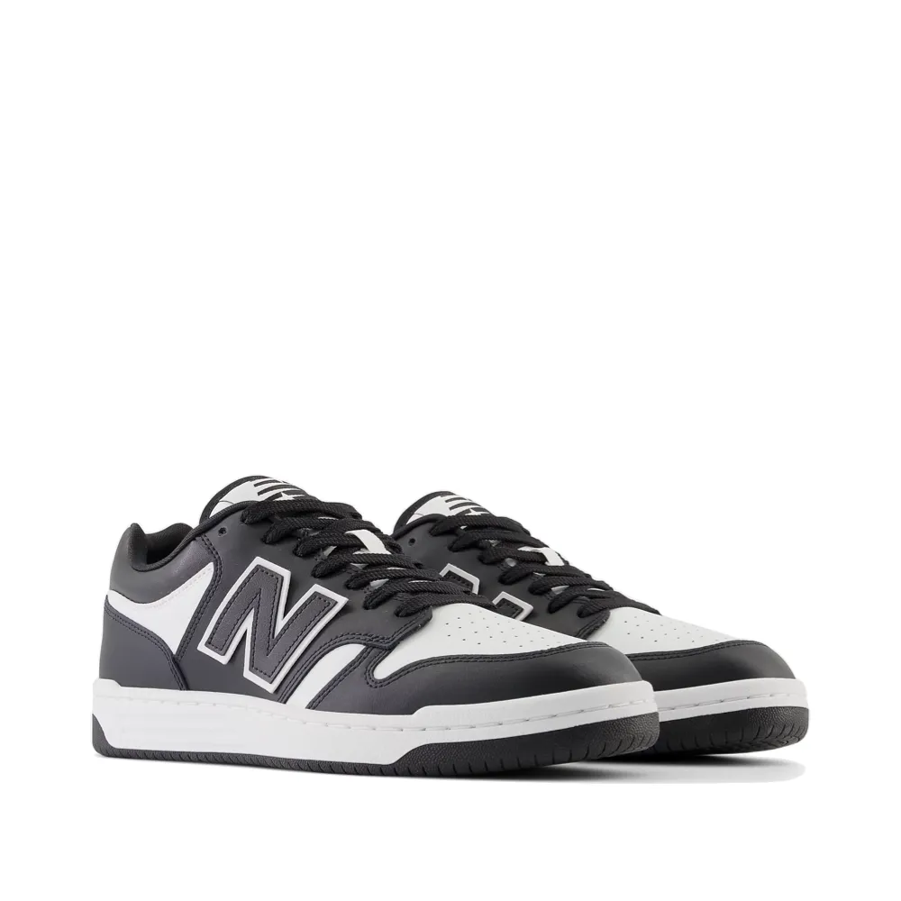 New Balance Men's 480 Sneaker in White with Black Perforated Tongue