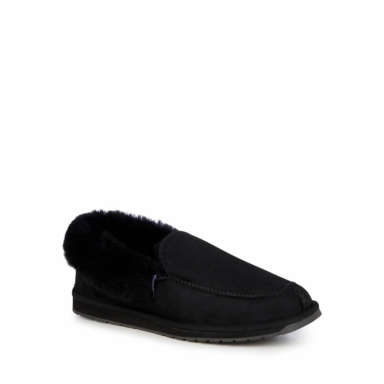 Men's Platinum Murray Fold Down Slipper In Black Simple Comfort Fit