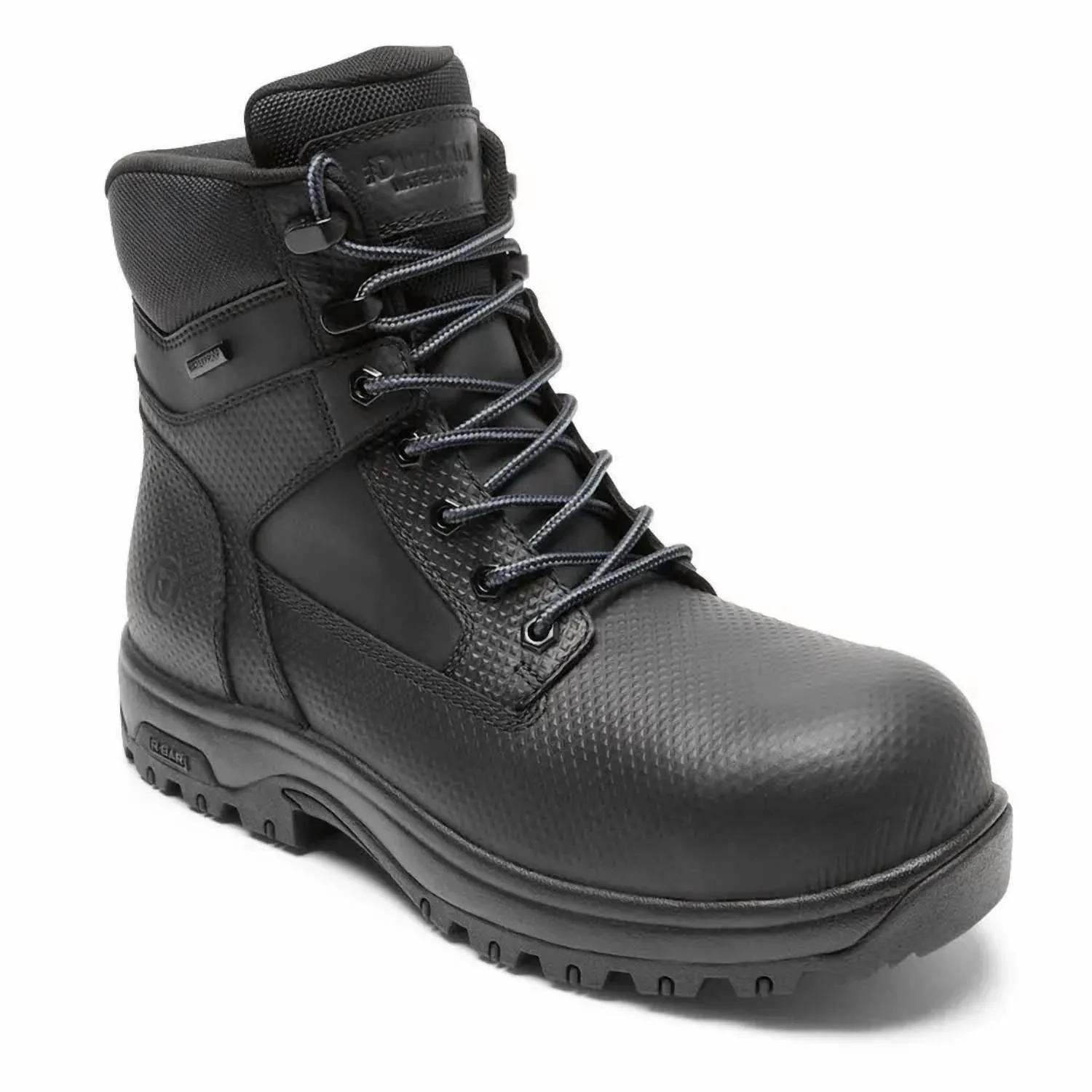 Men's 8000Works Waterproof Safety Plain Toe Boot - Xx-Wide In Black Textured Leather Clean Form