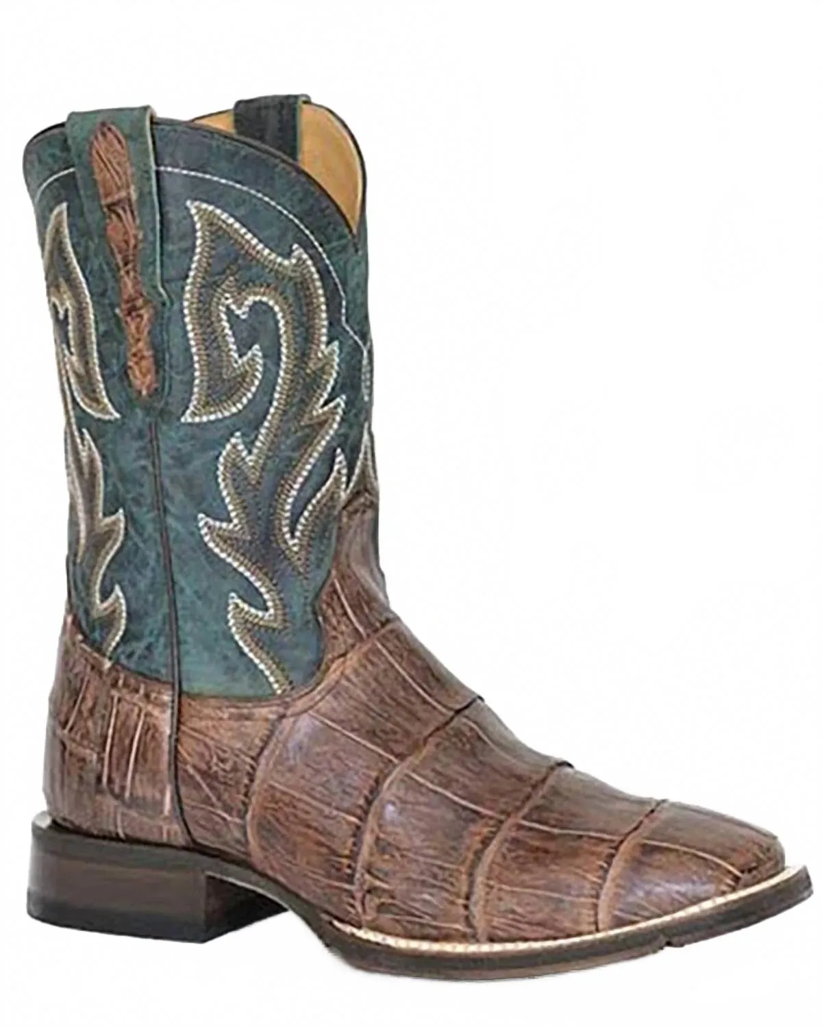 Men's Alligator Performance Sole Exotic Boot In Brown/blue Padded
