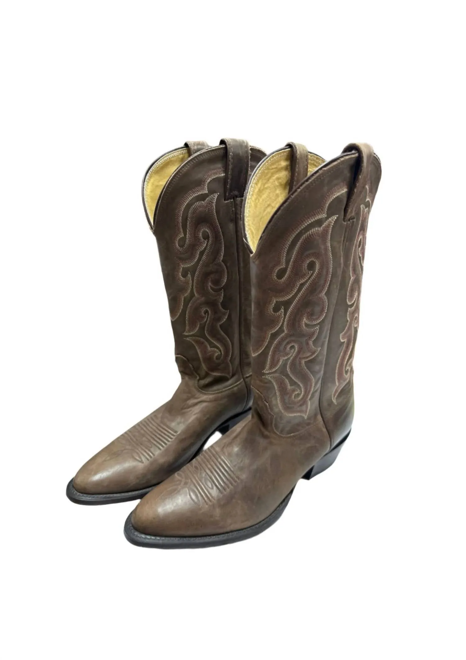 Long Hike Low Profile Functional Minimalist Men's Almond Toe Western Cowboy Boots In Brown