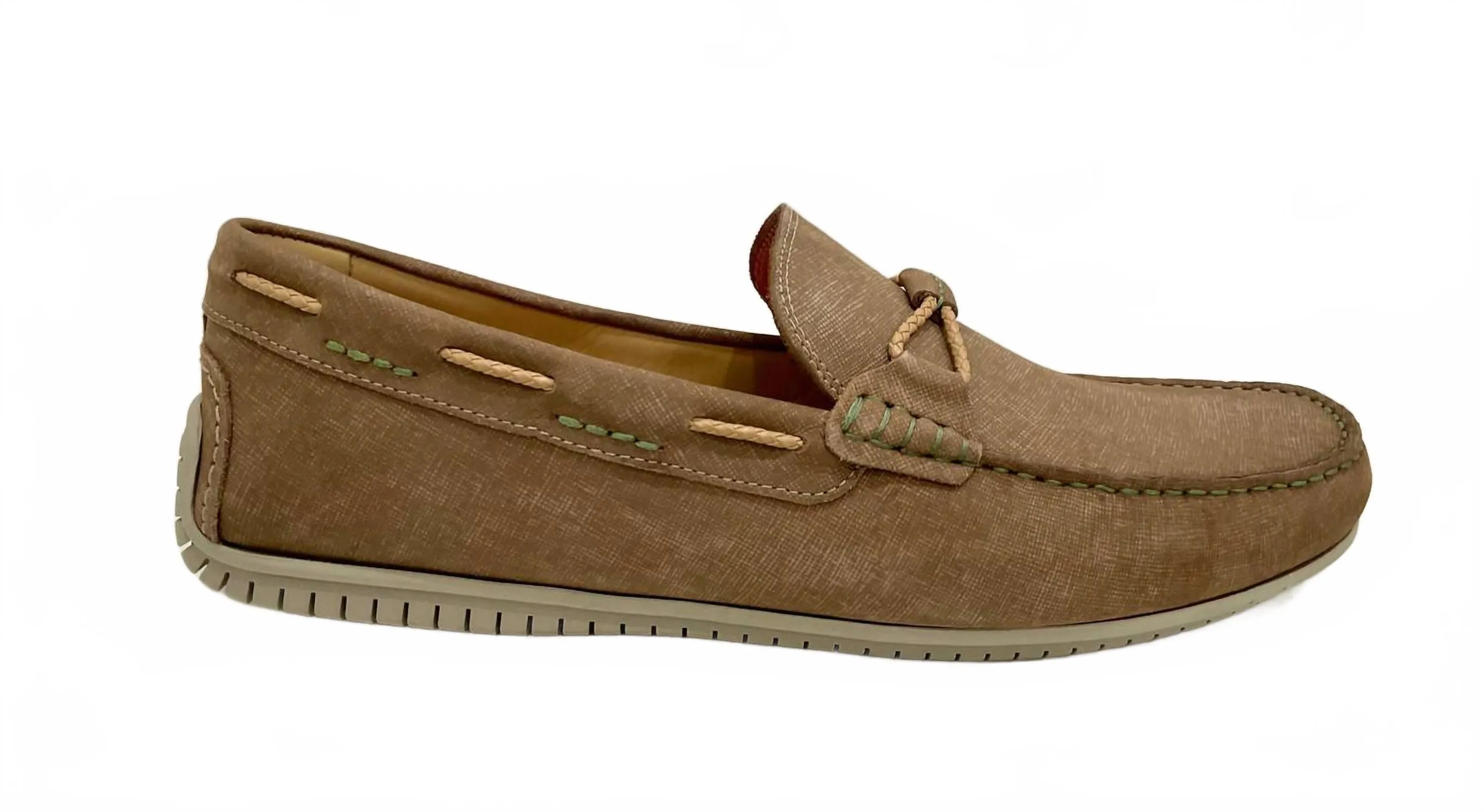 Men's Bermuda Nubuck Braided Bit Loafers In Sand Active Comfort Walk Insole Removable Slip On