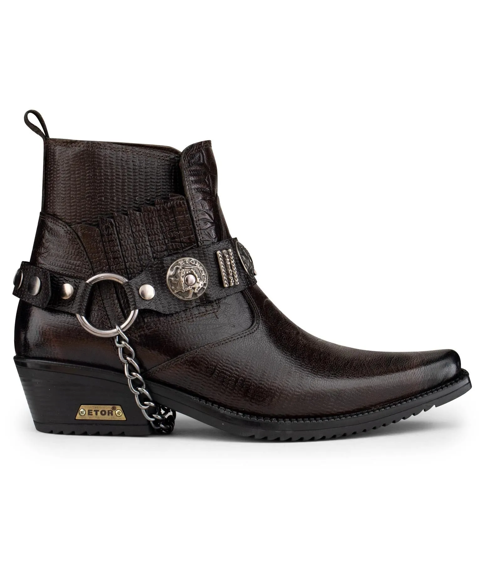 Rugged Built Functional Minimalist Men's Brown Leather Winklepicker Western Gothic Boots