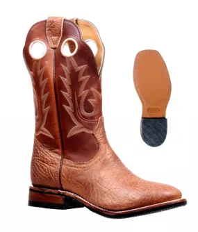 Brogue Detail Subtle Aesthetic Men's Bullhide Organza Boot In Cognac/orange