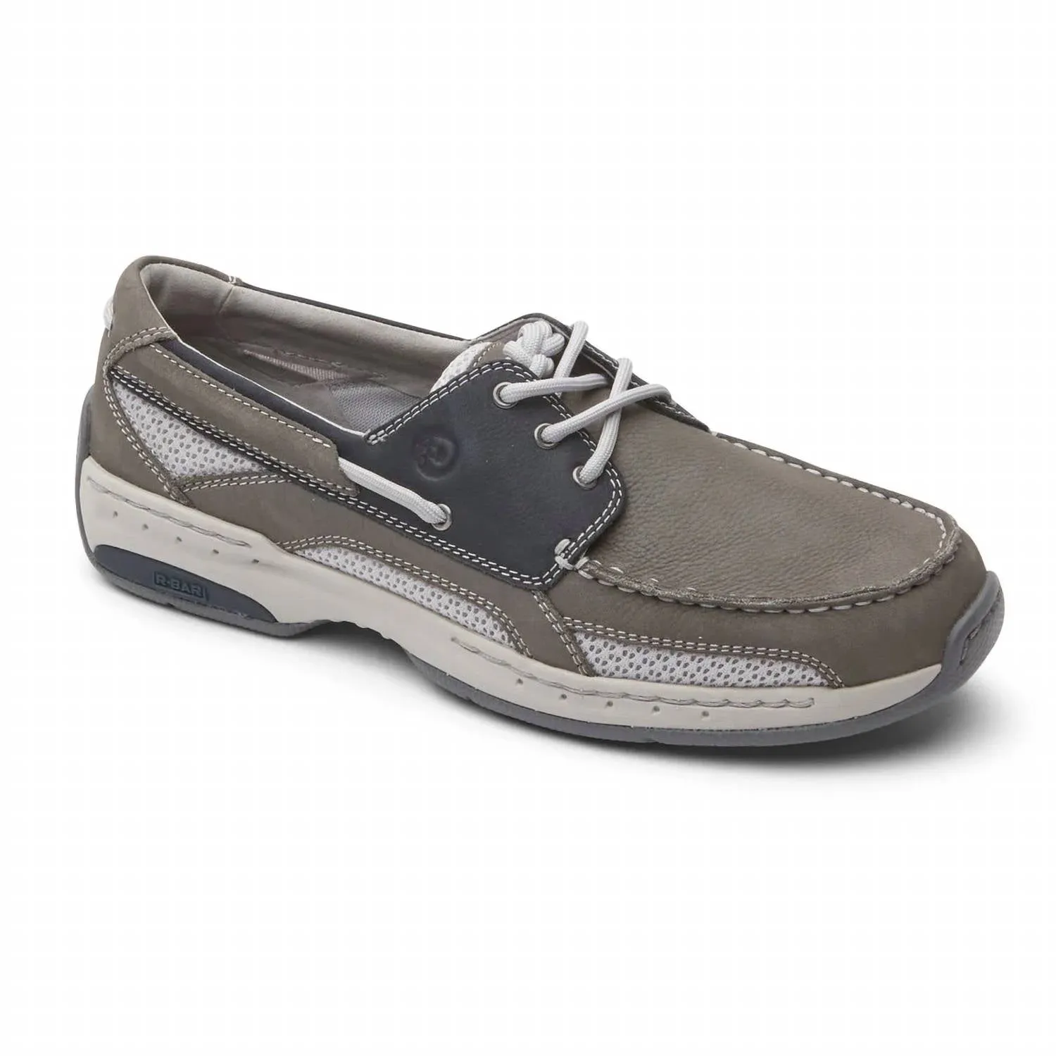 Men's Captain Boat Shoe In Grey/navy Quick Fit Step Style Comfort