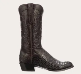 Men's Charles Caiman Belly R-Toe Mens Exotic Cowboy Boot In Black_Cherry/cordova ErgonomicDesign