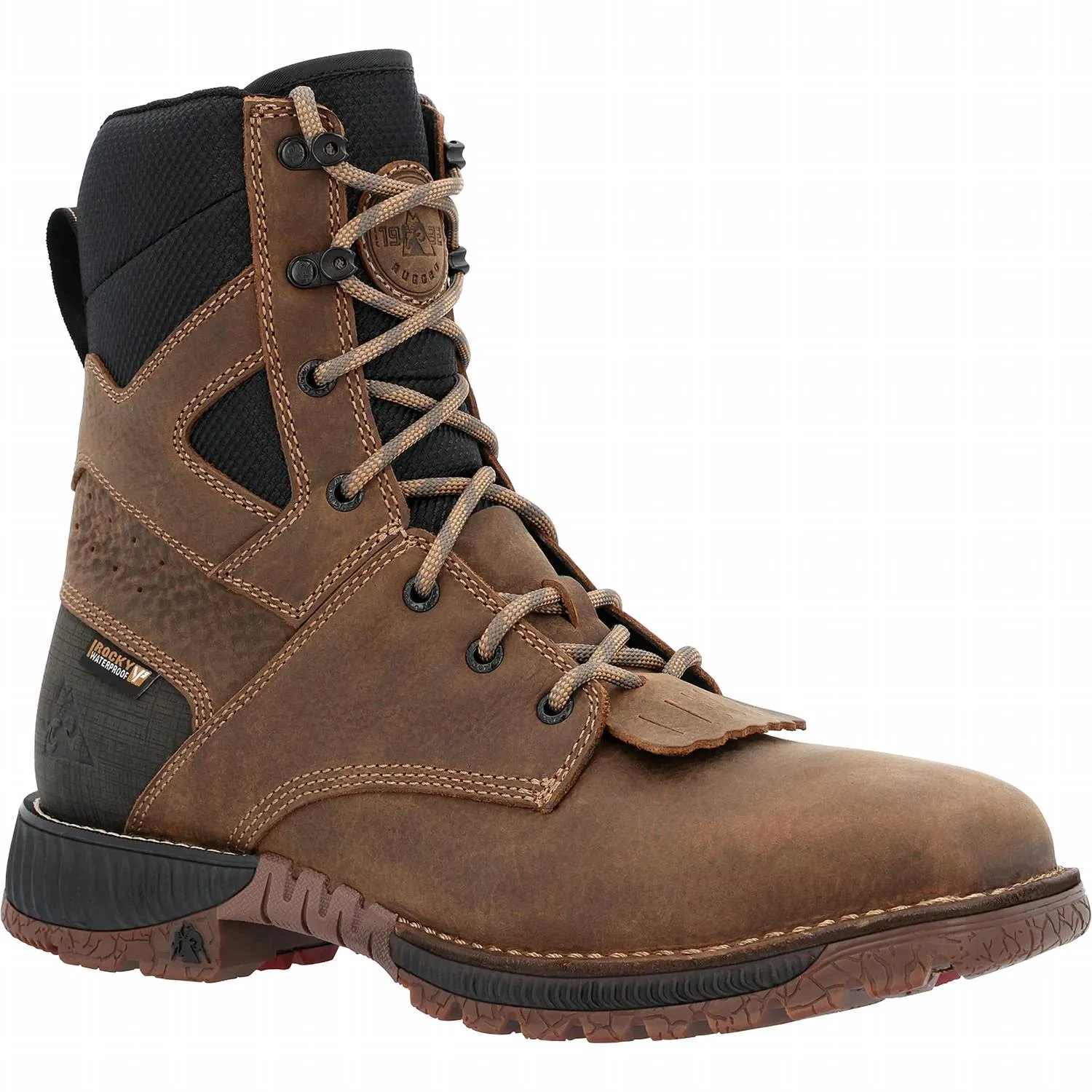 Ultimate Comfort Men's Comp-Toe Rocky Hi-Wire Waterproof Western Work Boot In Earth
