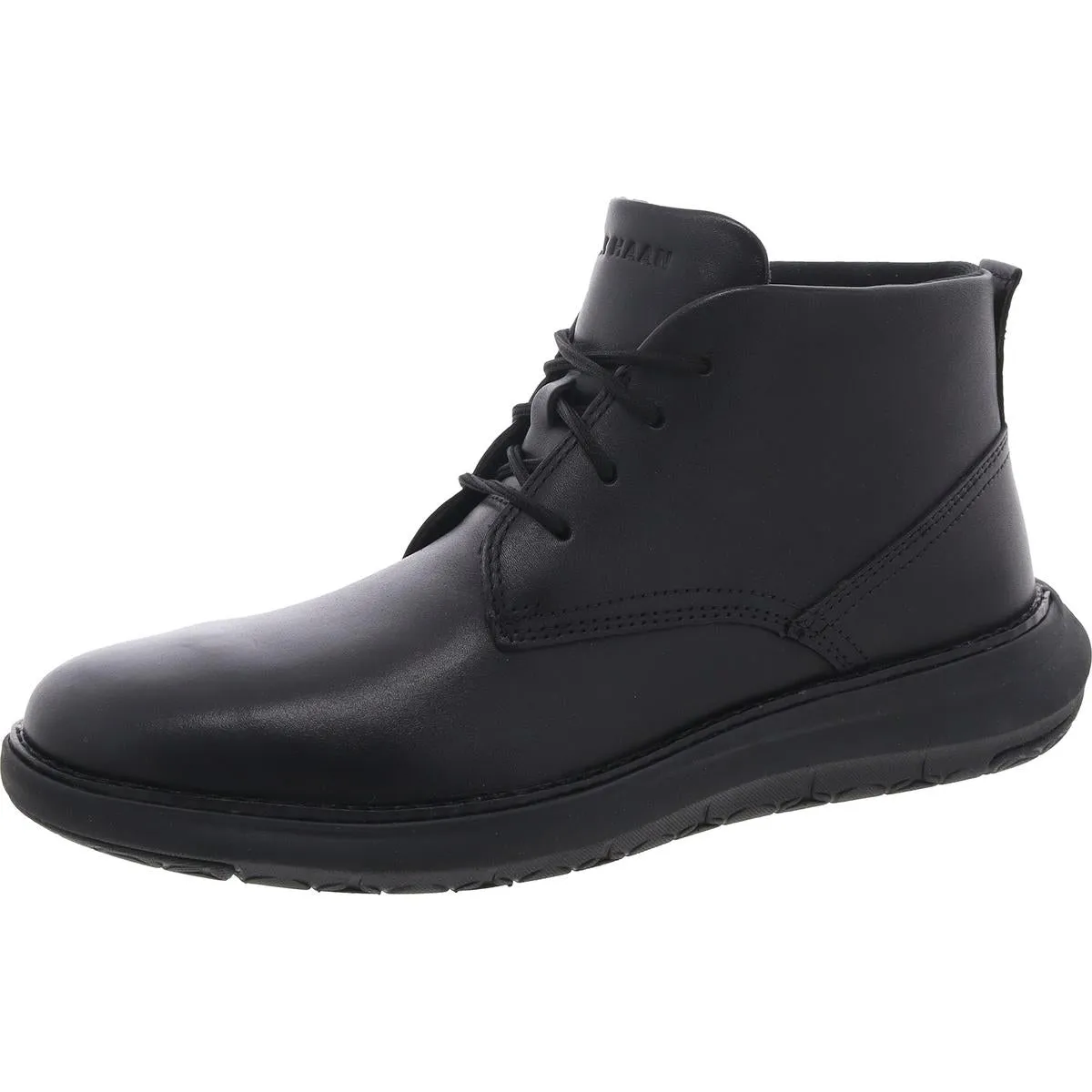 Mens Cushioned Footbed Faux Leather Chukka Boots Shock Absorbing Morning Walk