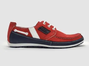 Slip On Fit Quick Foot Access Men's Dockside Leather Boat Shoes In Red