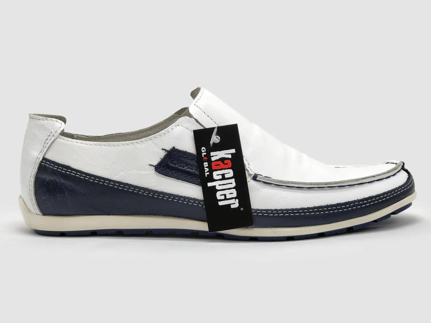 Quick Walk Wear Men's Dockside Slip-On Leather Boat Shoes In White