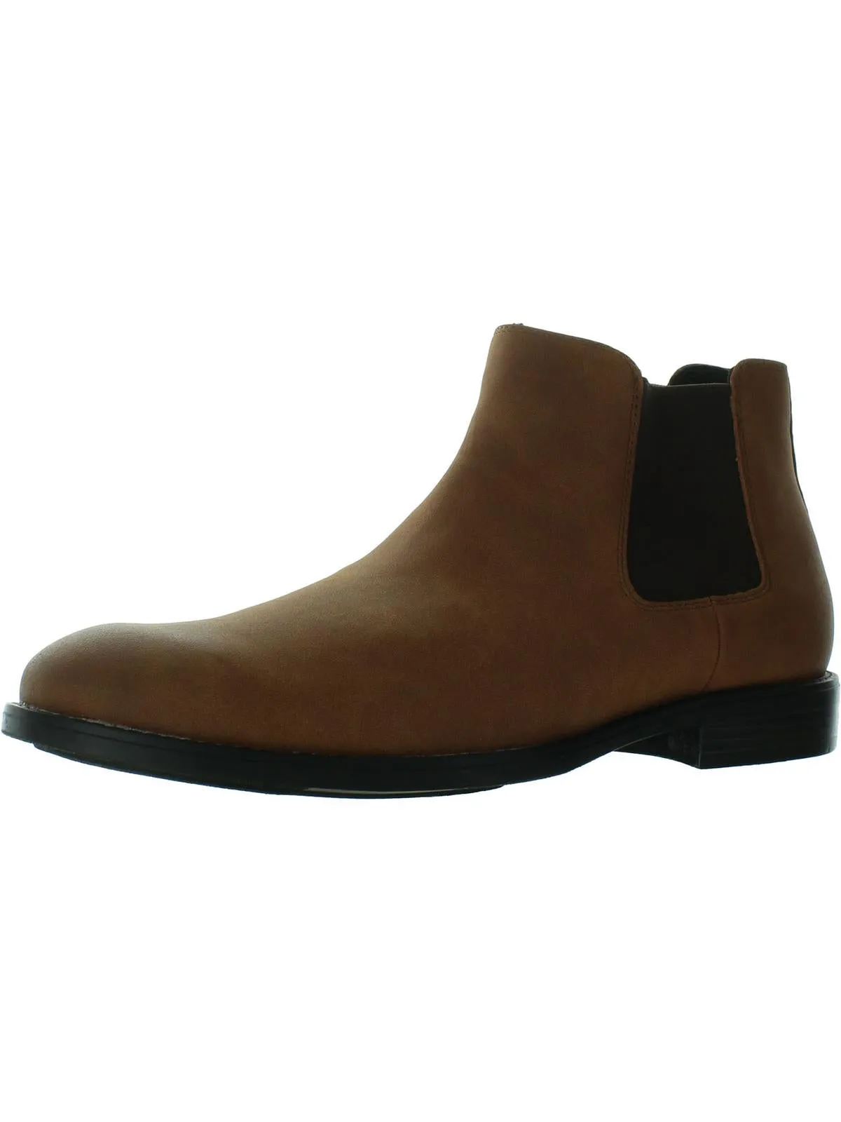 Elastic Mens Faux Leather Chelsea Boots