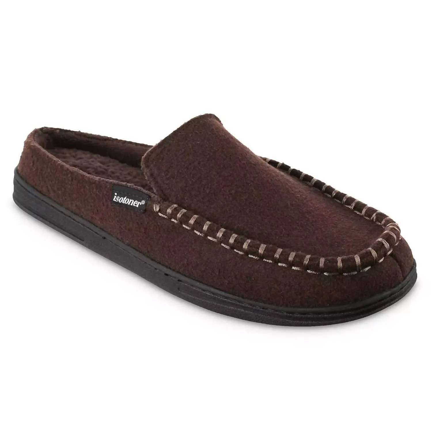 Relax Mode Slip Men's Faux Woolen Grady Moccasin Hoodback Slipper In Dark Chocolate