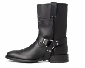 Men's Harness Patriot Ultra Western Boots In Black Buckle Shine Mud Resistant Outdoor Trek